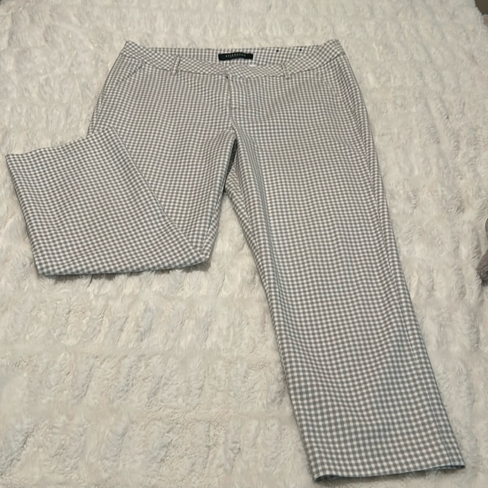 Liverpool Jean Company grey and white gingham knit trousers sz 14 front pockets